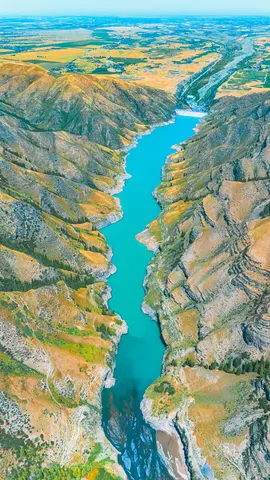 黄色土地上的蓝色河流