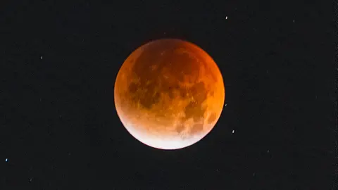夜空中的一轮红月