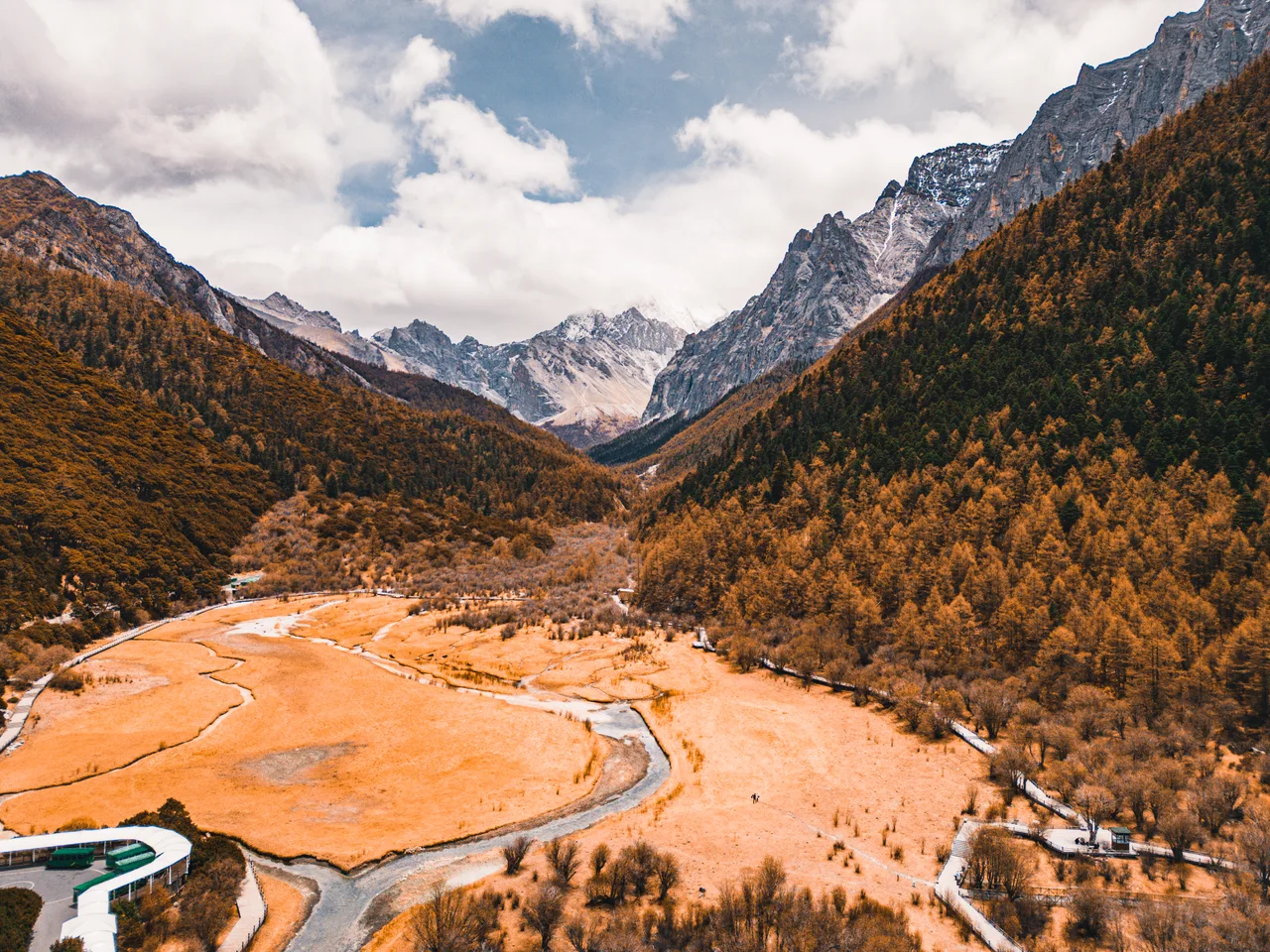 山谷中的河流和山脉